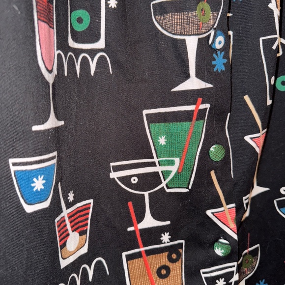 Lindy Bop - A-Line Button-Up Skirt with Cocktail Print (U.S. Size 16/UK Size 20) - Picture 2 of 5